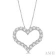 1 Ctw Heart Shape Round Cut Diamond Pendant With Chain in 14K  White Gold Supply