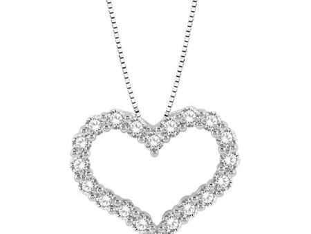 1 Ctw Heart Shape Round Cut Diamond Pendant With Chain in 14K  White Gold Supply