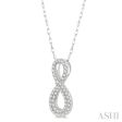 1 4 Ctw Round Cut Diamond Infinity Pendant With Chain in 14K White Gold For Cheap