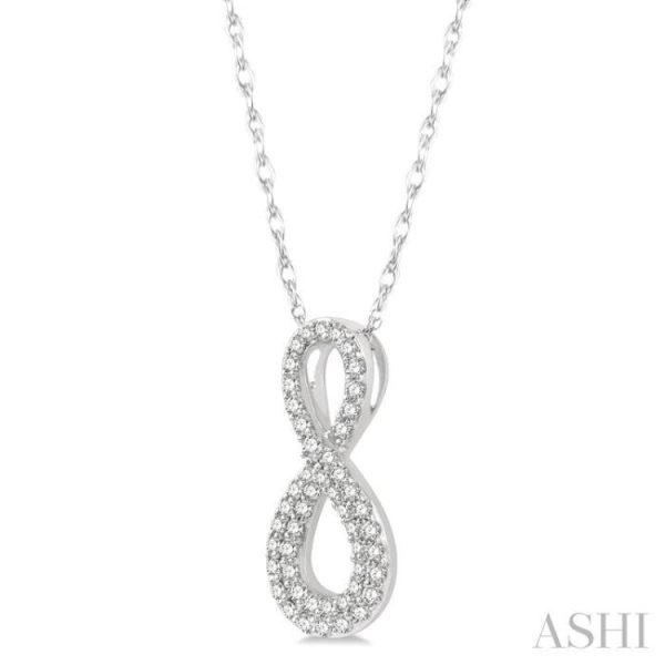 1 4 Ctw Round Cut Diamond Infinity Pendant With Chain in 14K White Gold For Cheap