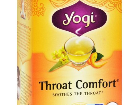 Yogi Organic Throat Comfort Herbal Tea Caffeine Free - 16 Tea Bags - Case Of 6 For Cheap