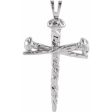 Sterling Silver 43x29.5 mm Nail Design Cross Pendant For Discount