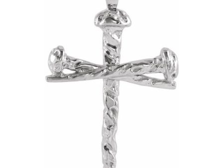 Sterling Silver 43x29.5 mm Nail Design Cross Pendant For Discount