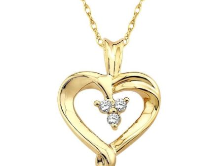 1 20 Ctw Round Cut Diamond Heart Pendant in 10K Yellow Gold with Chain Fashion