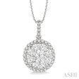 1 1 2 Ctw Lovebright Round Cut Diamond Pendant in 14K White Gold with Chain Hot on Sale