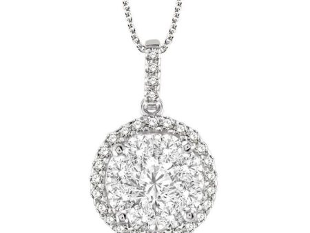 1 1 2 Ctw Lovebright Round Cut Diamond Pendant in 14K White Gold with Chain Hot on Sale