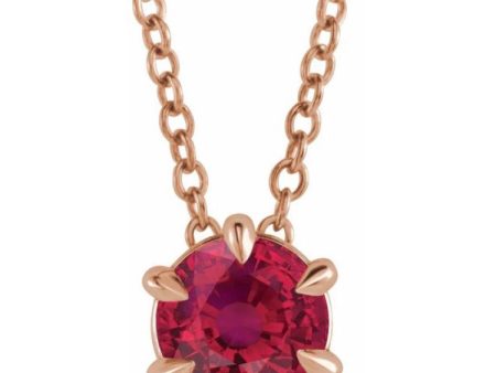 14K Rose 4 mm Lab-Grown Ruby Solitaire 16-18  Necklace Online