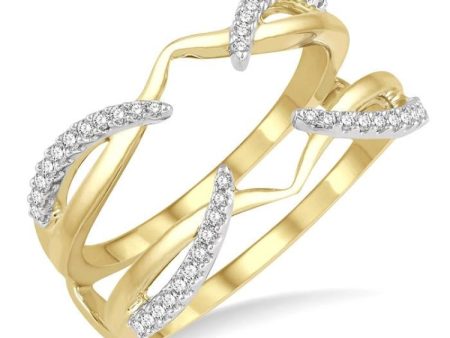 1 4 Ctw Diamond Claw Insert Ring in 14K Yellow and White Gold Hot on Sale