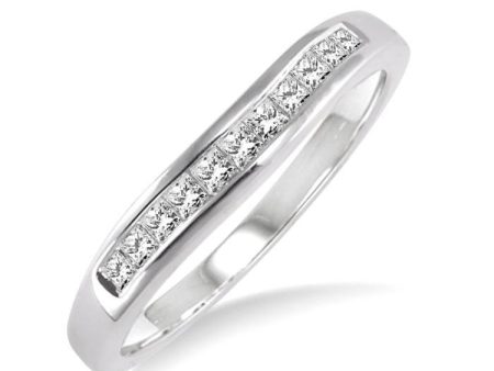 1 4 Ctw Princess Cut Diamond Matching Wedding Band in 14K White Gold For Discount