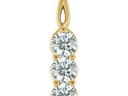 14K Yellow 3 4 CTW Natural Diamond Three-Stone Pendant For Sale