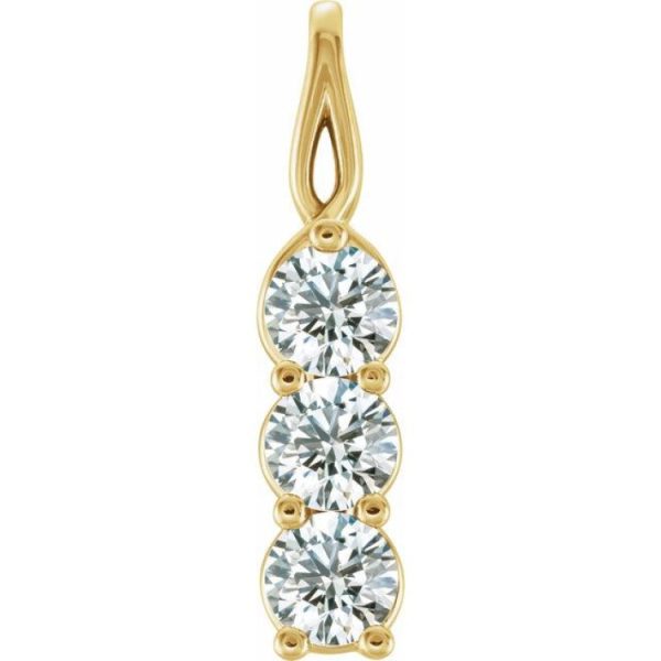 14K Yellow 3 4 CTW Natural Diamond Three-Stone Pendant For Sale