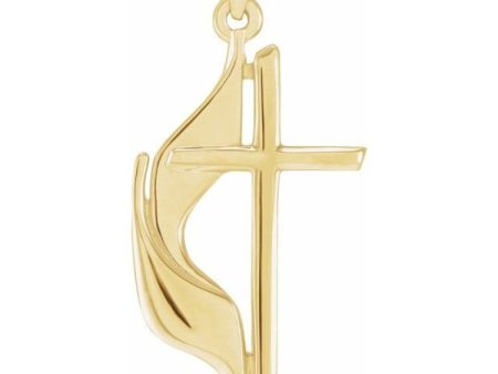 14K Yellow Methodist Cross Pendant Discount