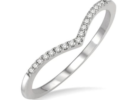 1 10 Ctw Chevron Round Cut Diamond Petite Ring in 14K White Gold Cheap