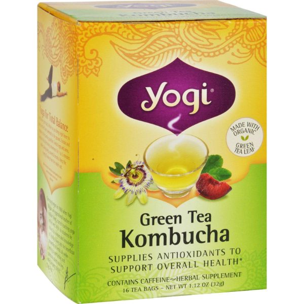 Yogi Herbal Green Tea Kombucha - 16 Tea Bags - Case Of 6 Supply